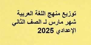 توزيع
      منهج
      اللغة
      العربية
      شهر
      مارس
      لـ
      الصف
      الثاني
      الإعدادي