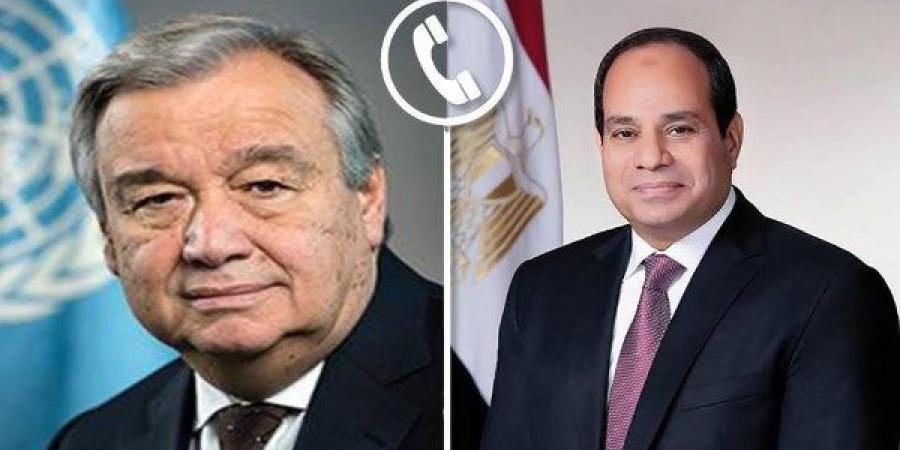 الرئيس السيسي وسكرتير عام الأمم المتحدة يشددان على الإسراع في إعادة إعمار قطاع غــ ـ،زة