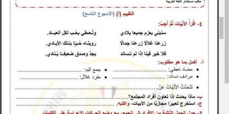 مراجعات
      نهائية..
      أسئلة
      تقييم
      الاسبوع
      التاسع
      في
      اللغة
      العربية
      الصف
      الرابع
      الابتدائي