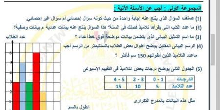 مراجعات
      نهائية..
      أسئلة
      تقييم
      الاسبوع
      الـ
      12
      في
      الرياضيات
      الصف
      السادس
      الابتدائي