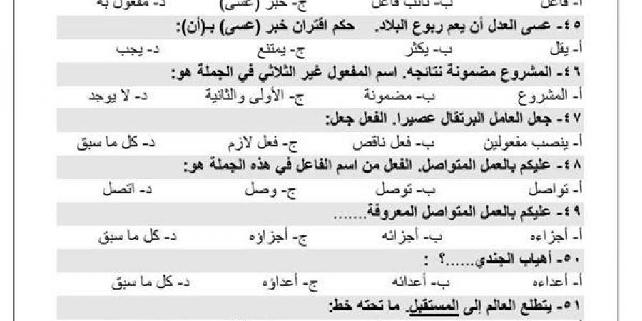 مراجعات نهائية.. تحميل 300 سؤال وإجابتها في النحو الصف الأول الثانوي